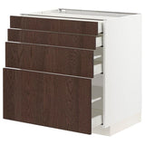 METOD / MAXIMERA base cab 4 frnts/4 drawers, white/Sinarp brown, 80x60 cm