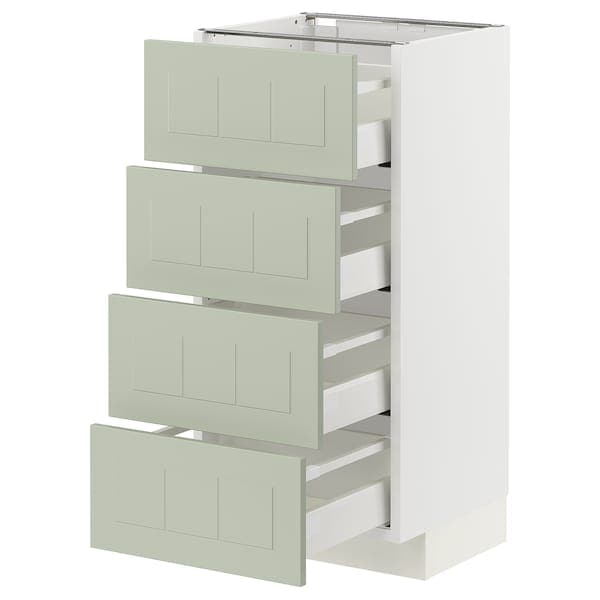 Ikea METOD / MAXIMERA - Base cab 4 frnts/4 drawers, white/Stensund light green, 40x37 cm