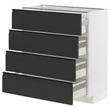 METOD / MAXIMERA base cab 4 frnts/4 drawers, white/Upplöv matt anthracite, 80x37 cm