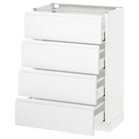 METOD / MAXIMERA base cab 4 frnts/4 drawers, white/Voxtorp matt white, 60x37 cm