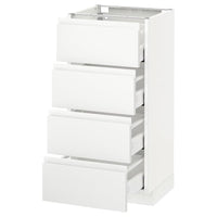 METOD / MAXIMERA base cab 4 frnts/4 drawers, white/Voxtorp matt white, 40x37 cm