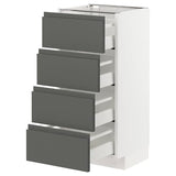 METOD / MAXIMERA base cab 4 frnts/4 drawers, white/Voxtorp dark grey, 40x37 cm