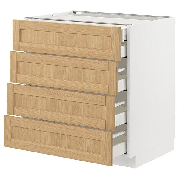 Ikea METOD / MAXIMERA - Base cb 4 frnts/2 low/3 md drwrs, white/Forsbacka oak, 80x60 cm