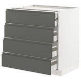 METOD / MAXIMERA base cb 4 frnts/2 low/3 md drwrs, white/Voxtorp dark grey, 80x60 cm