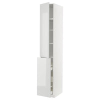 METOD / MAXIMERA hc w p-o func 3drw/1dr/2shlv, white/Ringhult light grey, 40x60x240 cm