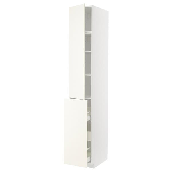 METOD / MAXIMERA - Hc w p-o func 3drw/1dr/2shlv, white/Vallstena white, 40x60x240 cm - best price from Maltashopper.com 99507038