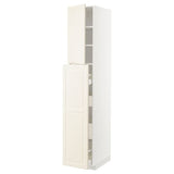 METOD / MAXIMERA hc w p-o func 4drw/1dr/2shlv, white/Bodbyn off-white, 40x60x220 cm
