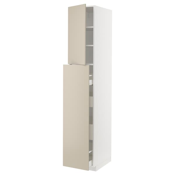 METOD / MAXIMERA - Hc w p-o func 4drw/1dr/2shlv, white/Havstorp beige, 40x60x220 cm - best price from Maltashopper.com 39504127