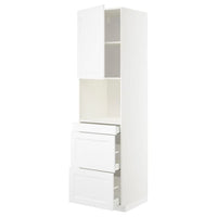 METOD / MAXIMERA hi cab f micro combi w door/3 drwrs, white/Axstad matt white, 60x60x220 cm