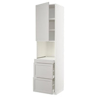METOD / MAXIMERA hi cab f micro combi w door/3 drwrs, white/Lerhyttan light grey, 60x60x240 cm