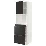 METOD / MAXIMERA hi cab f micro combi w door/3 drwrs, white/Nickebo matt anthracite, 60x60x200 cm