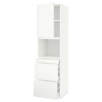 METOD / MAXIMERA hi cab f micro combi w door/3 drwrs, white/Voxtorp matt white, 60x60x220 cm