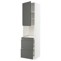 METOD / MAXIMERA hi cab f micro combi w door/3 drwrs, white/Voxtorp dark grey, 60x60x240 cm