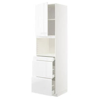 METOD / MAXIMERA hi cab f micro combi w door/3 drwrs, white/Voxtorp high-gloss/white, 60x60x220 cm