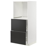 METOD / MAXIMERA high cabinet w 2 drawers for oven, white/Nickebo matt anthracite, 60x60x140 cm