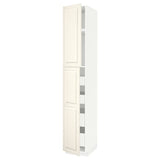 METOD / MAXIMERA hi cab w 2 doors/4 drawers, white/Bodbyn off-white, 40x60x240 cm