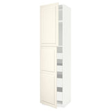 METOD / MAXIMERA hi cab w 2 doors/4 drawers, white/Bodbyn off-white, 60x60x240 cm