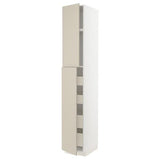 METOD / MAXIMERA hi cab w 2 doors/4 drawers, white/Havstorp beige, 40x60x240 cm