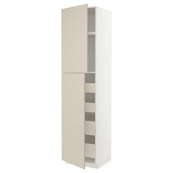 METOD / MAXIMERA - Hi cab w 2 doors/4 drawers, white/Havstorp beige, 60x60x240 cm - best price from Maltashopper.com 29504123