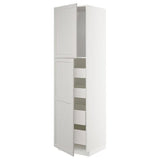 METOD / MAXIMERA hi cab w 2 doors/4 drawers, white/Lerhyttan light grey, 60x60x220 cm