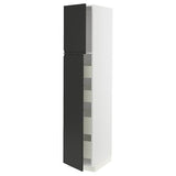 METOD / MAXIMERA hi cab w 2 doors/4 drawers, white/Upplöv matt anthracite, 40x60x200 cm