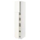 METOD / MAXIMERA hi cab w 2 doors/4 drawers, white/Vallstena white, 40x60x200 cm