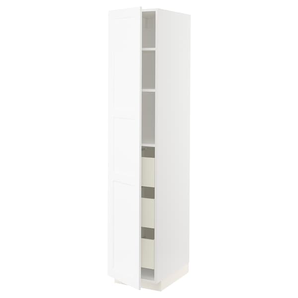 METOD / MAXIMERA - High cabinet with drawers, white Enköping/white wood effect, 40x60x200 cm - best price from Maltashopper.com 19473320