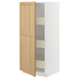 METOD / MAXIMERA high cabinet with drawers, white/Forsbacka oak, 60x60x140 cm