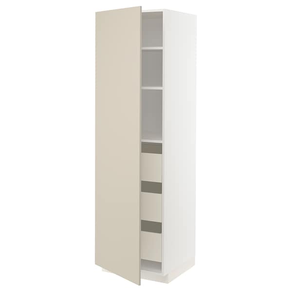 Ikea METOD / MAXIMERA - High cabinet with drawers, white/Havstorp beige, 60x60x200 cm