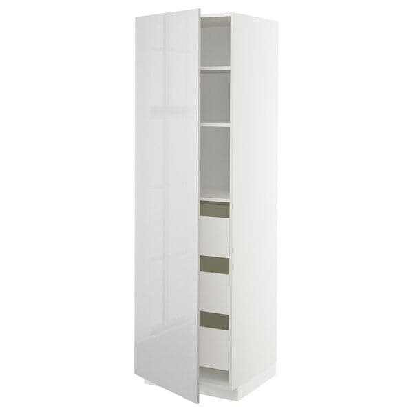 Ikea METOD / MAXIMERA - High cabinet with drawers, white/Ringhult light grey, 60x60x200 cm