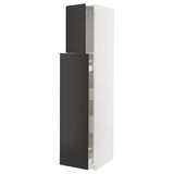 METOD / MAXIMERA hc w p-o func 1dr/4drw, white/Nickebo matt anthracite, 40x60x200 cm