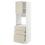 METOD / MAXIMERA high cab f oven w door/3 drawers, white/Havstorp beige, 60x60x200 cm