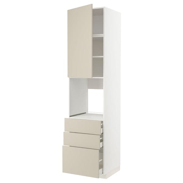 Ikea METOD / MAXIMERA - High cab f oven w door/3 drawers, white/Havstorp beige , 60x60x240 cm