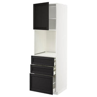 METOD / MAXIMERA high cab f oven w door/3 drawers, white/Lerhyttan black stained, 60x60x200 cm
