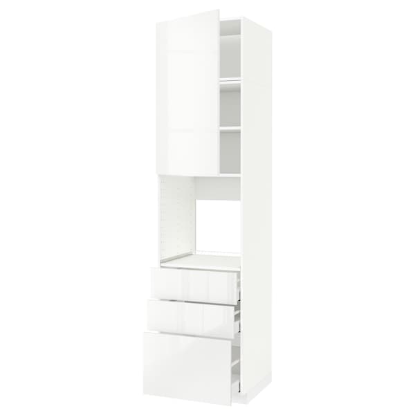 Ikea METOD / MAXIMERA - High cab f oven w door/3 drawers, white/Ringhult white, 60x60x240 cm