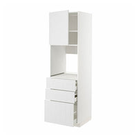 METOD / MAXIMERA high cab f oven w door/3 drawers, white/Stensund white, 60x60x200 cm