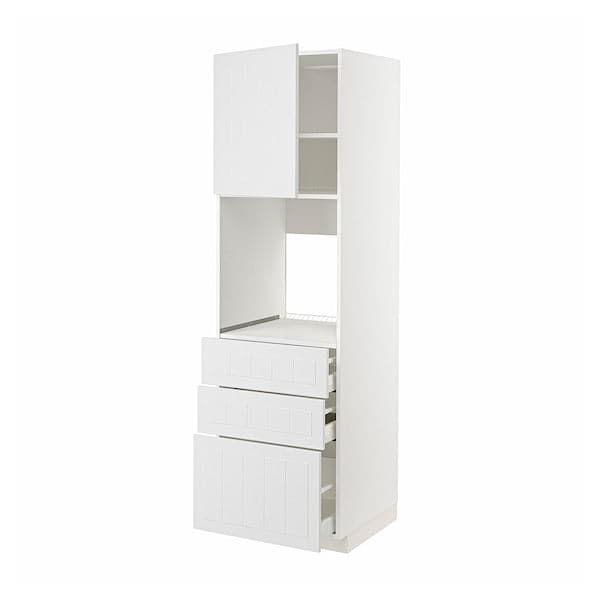 Ikea METOD / MAXIMERA - High cab f oven w door/3 drawers, white/Stensund white , 60x60x200 cm