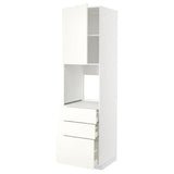 METOD / MAXIMERA high cab f oven w door/3 drawers, white/Vallstena white, 60x60x220 cm