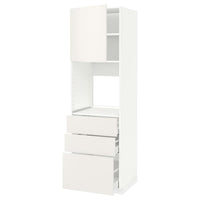 METOD / MAXIMERA high cab f oven w door/3 drawers, white/Veddinge white, 60x60x200 cm