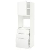 METOD / MAXIMERA high cab f oven w door/3 drawers, white/Voxtorp matt white, 60x60x200 cm