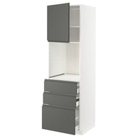 METOD / MAXIMERA high cab f oven w door/3 drawers, white/Voxtorp dark grey, 60x60x200 cm