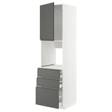METOD / MAXIMERA high cab f oven w door/3 drawers, white/Voxtorp dark grey, 60x60x220 cm