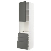 METOD / MAXIMERA high cab f oven w door/3 drawers, white/Voxtorp dark grey, 60x60x240 cm