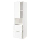 METOD / MAXIMERA hi cab f micro w door/2 drawers, white Enköping/white wood effect, 60x60x220 cm