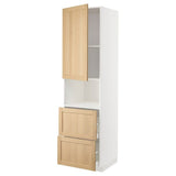 METOD / MAXIMERA hi cab f micro w door/2 drawers, white/Forsbacka oak, 60x60x220 cm
