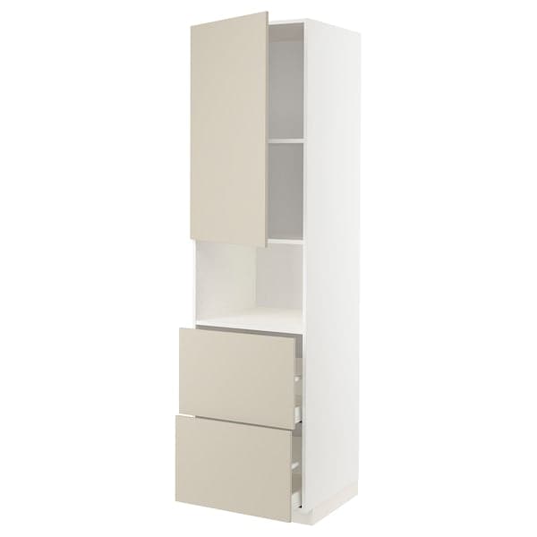 Ikea METOD / MAXIMERA - Hi cab f micro w door/2 drawers, white/Havstorp beige ,