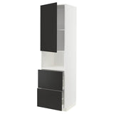 METOD / MAXIMERA hi cab f micro w door/2 drawers, white/Nickebo matt anthracite, 60x60x220 cm