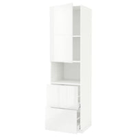 METOD / MAXIMERA hi cab f micro w door/2 drawers, white/Ringhult white, 60x60x220 cm