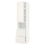 METOD / MAXIMERA hi cab f micro w door/2 drawers, white/Veddinge white, 60x60x240 cm