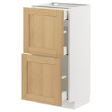 METOD / MAXIMERA base cab with 2 fronts/3 drawers, white/Forsbacka oak, 40x37 cm